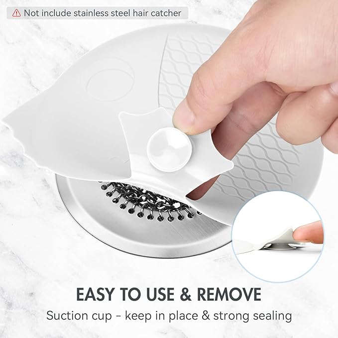 TRAPMATE Bathtub Drain Stopper, Patented 5.9" Suction Tub Plug Drain Cover for Shower, Bath, Kitchen Sink, 3 Pack, White