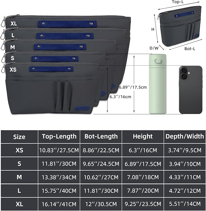 VANCORE Purse Organizer Insert for Handbags,Tote Bag Organizer Insert with Zipper Bag,Premium Handbag Organizer Inside Liner for Women