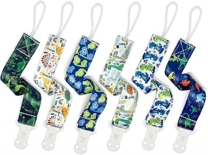 PandaEar Baby Pacifier Clips, 6 Pack Universal Holder Leash for Boys and Girls, Teething Toys Teethers