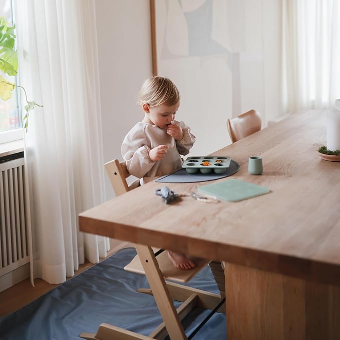 mushie Baby Splat Mat 42.5x42.5 Inch (Tradewinds) | Water Resistant for Under High Chair and Infant Play