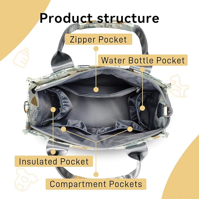 PHEBEN Small Diaper Bag Tote Waterproof Travel Mini Diaper Bag Multi-Function Baby Handbag Crossbody Purse(owl)