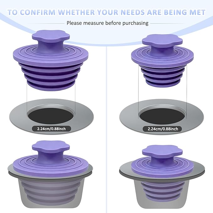 Bathtub Drain Stopper - 2 Pack Universal Shower Drain Cover & Sink Strainer, Tub Stopper Bathtub Drain for Bathroom, Tub, and Shower Drain - Easy Install Shower Drain (Purple)