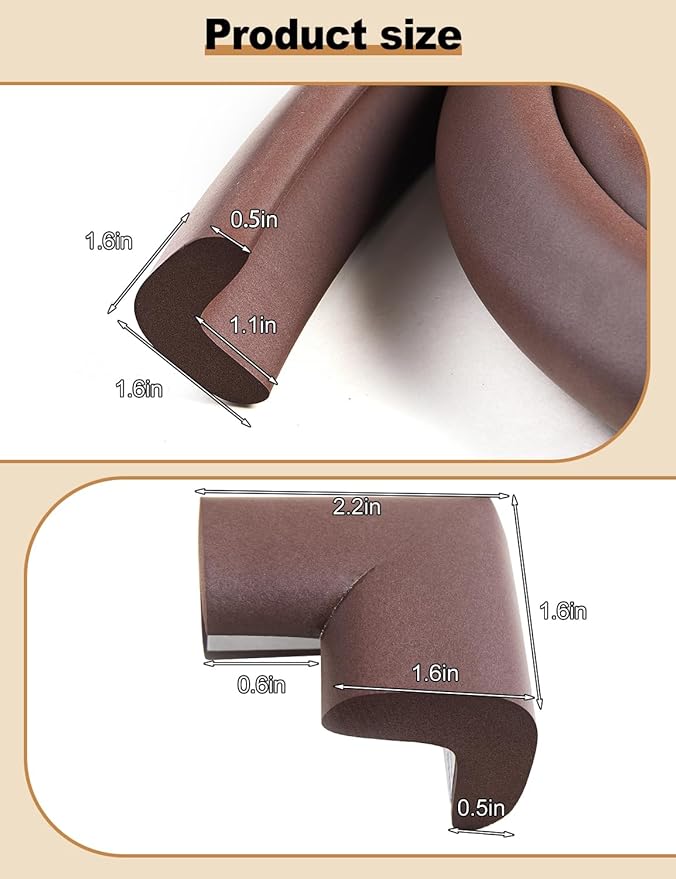 Arinbeb Foam Corner Protector for The Fireplace Hearths Edge and Corner Guard, with Retardant Materials Foam Safety Bumpers Baby Proofing (Coffee)