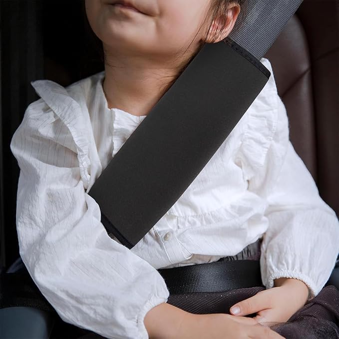 YR Seat Belt Cover for Kids, Soft Comfort Seat Belt Cushion for Children, Cute Cartoon Pattern Car Seat Belt Pads Cover for Girls and Boys, 1 Pack (Black)