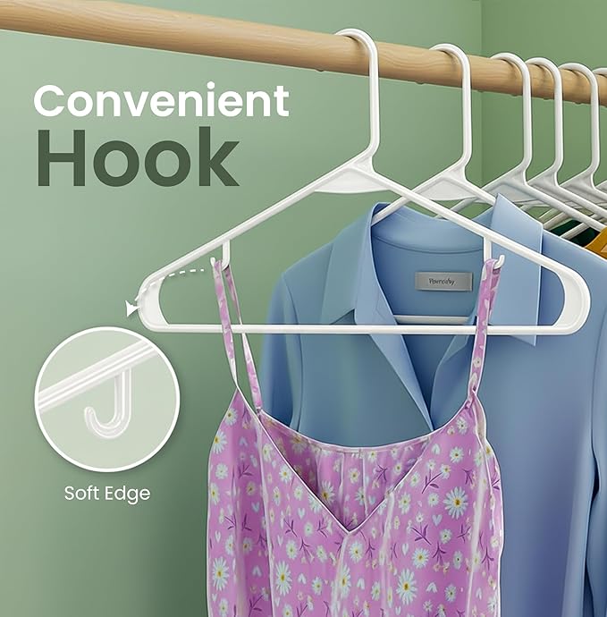 Utopia Home Plastic Hangers 30 Pack - Clothes Hanger with Hooks - Durable & Space Saving (White)