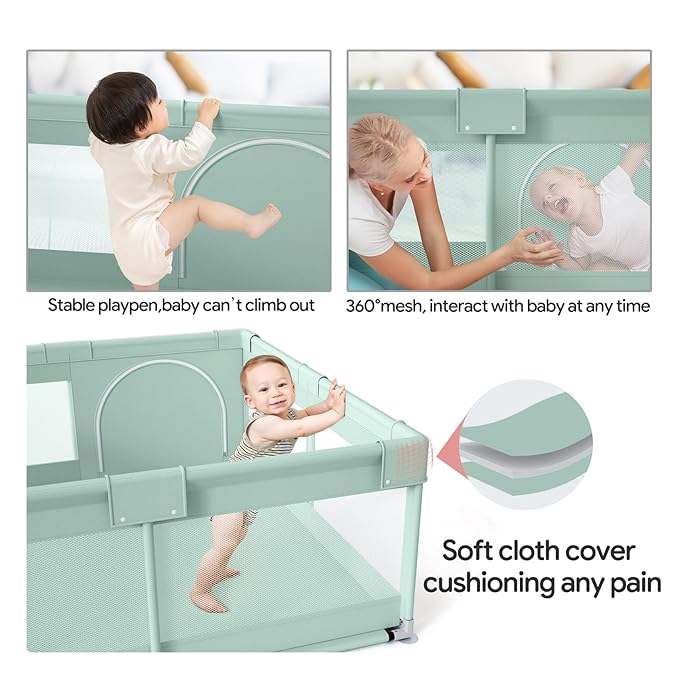 Fodoss Playpen for Babies and Toddlers, Green Playpen for Apartment, Kids Play Pen, Extra Large Baby Play Pen, Big Playard for Infants