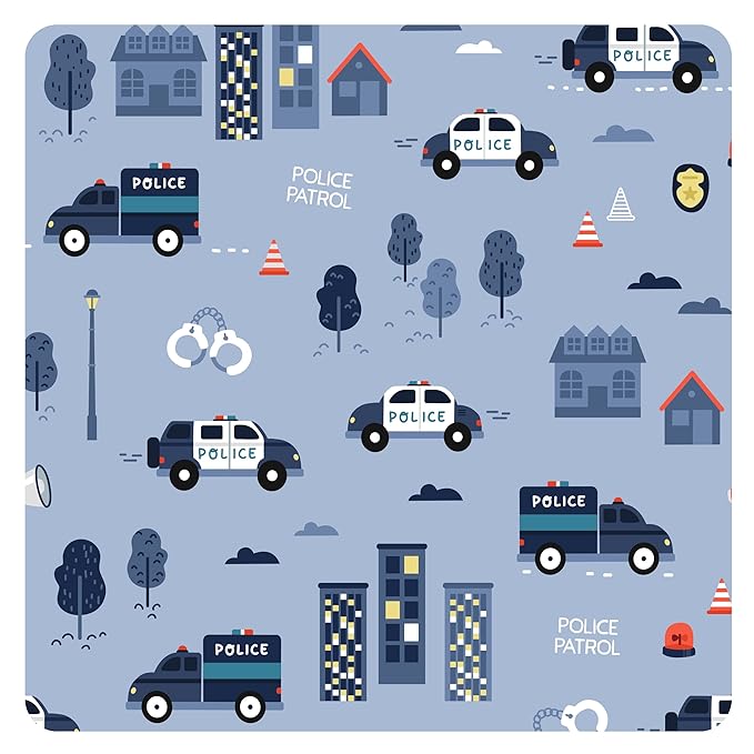 BapronBaby Be Brave Police Patrol Splash Mat - Waterproof Catch-All for Under High Chairs, Floors, Tables, Playtime or Arts & Crafts - Machine Washable - 45" x 45”