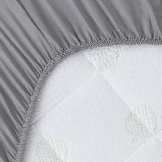 Square Playard/Playpen Fitted Sheets, Perfect for New Room2 / TotBloc Portable Playard, 2 Pack, Ultra Soft Microfiber, Fitted Playpen Sheet, Grey.
