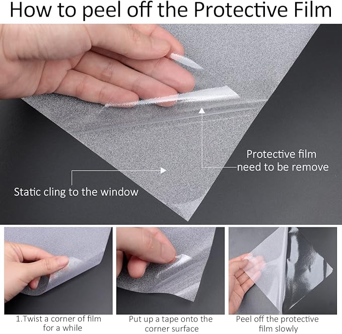 HIDBEA Frosted Window Privacy Film Heat Control UV Blocking, Static Cling Non-Adhesive Reusable Door coverings for Bathroom Home Office (Frosted 35.4 Inch x 8.2 Feet)