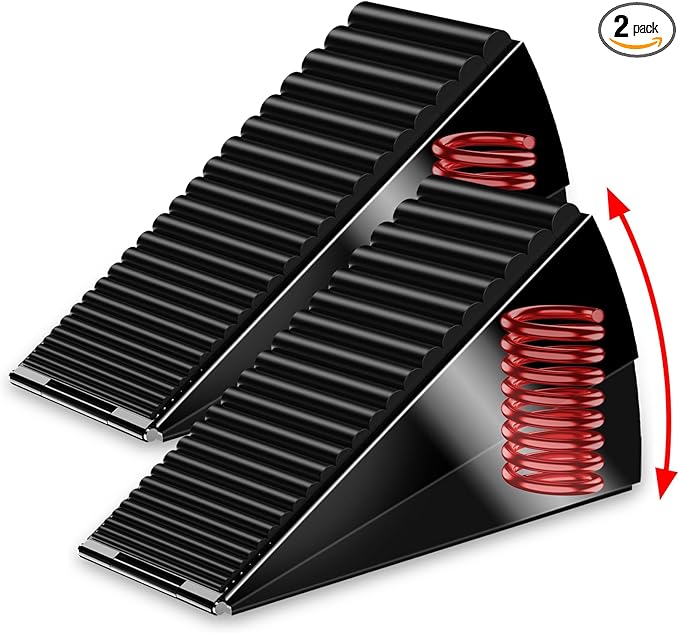 2 Pack Strongest Heavy Duty Door Stopper Wedge - Spring Large Door Stoppers, Tall Door Stoppers for Bottom of Doors, Metal Door Stop 3 Inches High, Non-Slip Rubber Doorstop, Suits Carpet, Tile, Wood