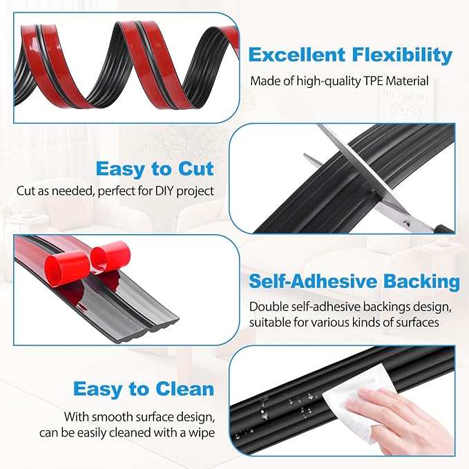 Wall Corner Protector Peel and Stick Corner Trim Molding Flexible Inside & Outside Wall Edge Guard Self Adhesive Moulding Trim for Edge Use, Black, 2.3” W x 20’ L