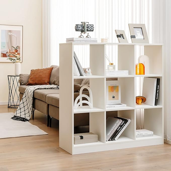 Costzon Toy Organizers and Storage, Wooden White 9-Cube Kids Bookcase for Books Toys Display Organization, Toddler Bookshelf for Bedroom, Living Room, Nursery, Playroom