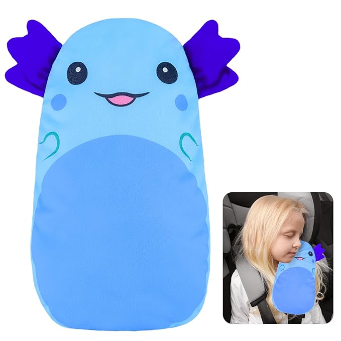 FIODAY Seatbelt Covers for Kids Car Seat Strap Pads Seat Belt Pillow Adjust Seat Belt Covers Seatbelt Cushion for Toddler Baby Boys Girls Travel Head Neck Shoulder Support,Blue