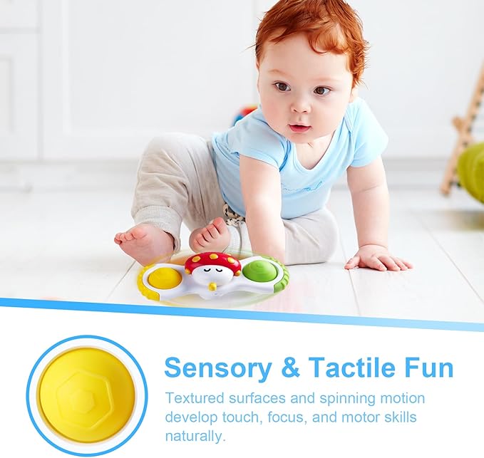 Baby Suction Cup Spinner Travel Toys for Kids Ages 1-3, Fidget Spinner Toys for 1 Year Old Boy Girl 12 Months, Sensory Bath Toy for Toddlers Infants Birthday