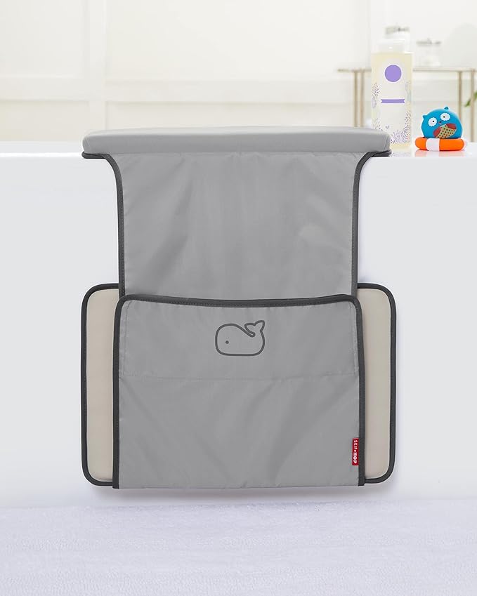 Skip Hop Baby Bath All-in-One Elbow Saver and Kneeler with Spout Cover, Moby Grey