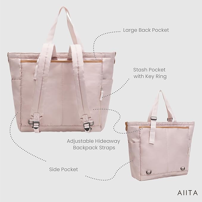 AIITA Diaper Bag Tote,Baby Diaper Bags,Convertible Diaper Bag Backpack,Crossbody Tote Bag for Women,Stylish Shoulder bag with Changing Pad,Baby Registry, Work Tote,Travel Gym Bag,Pink