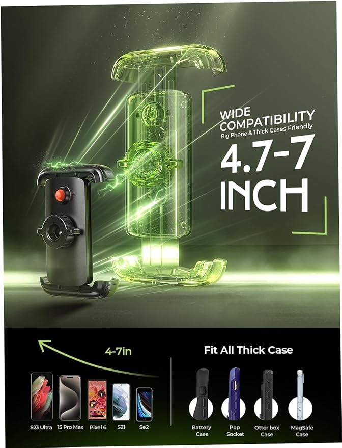LISEN Bike Phone Holder, [Super Easy Install] Ultra Stable Motorcycle Phone Mount, Bicycle Handlebar Holder Mount for Adults Kids, Bike Bicycle Ebike Gear Accessories, for iPhone Samsung Google Pixe