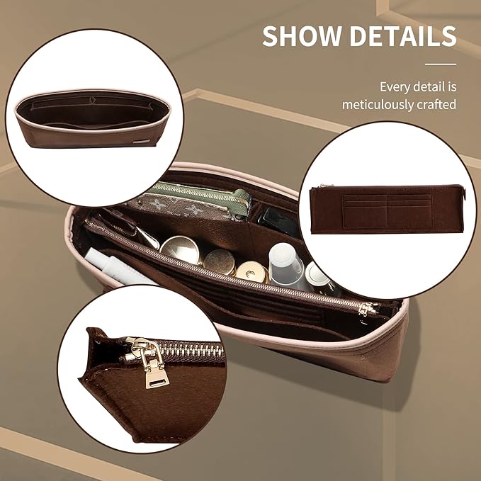 Doxo Purse Organizer Insert & Base Shaper, Felt Handbag & Tote Bag Fit LV Graceful(Brown,SM)