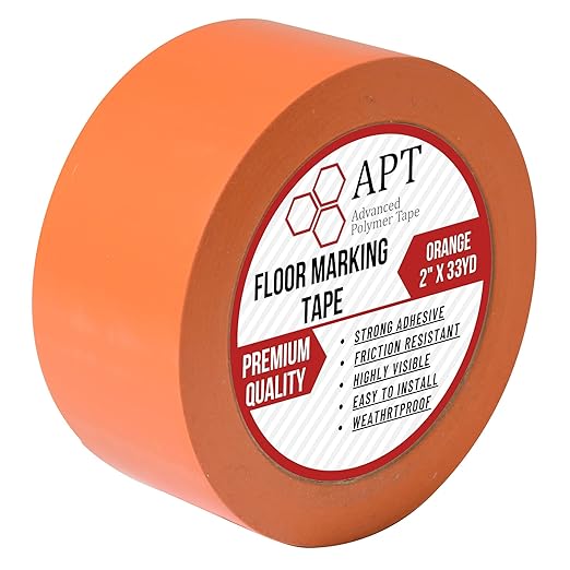 APT, Multi Color Marking Tape, Premium Safety Marking and Dance Floor Splicing Tape, 6 mil Thick (Orange, 1 Roll)