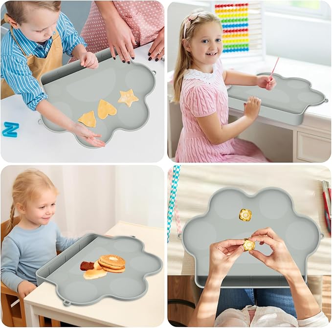 Baby Silicone Placemats for Toddler Kids, Durable Food Grade Silicone with Non-Slip Suction, Sticky Table Mats for Restaurants Home Travel
