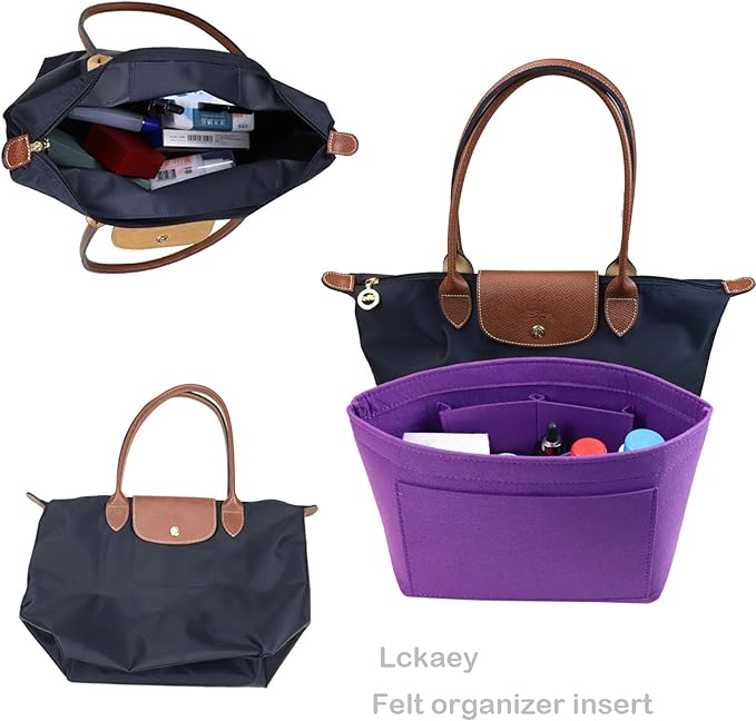 Lckaey bag Organizer Insert for longchamp le pliage organizer insert Handbags Organizer 1012purple-M