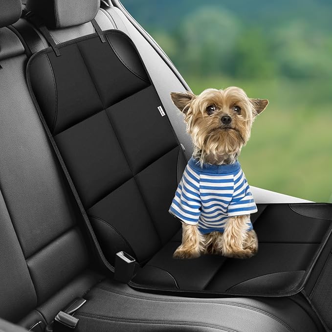 Meolsaek Car Seat Protector for Child Car Seat, Durable 600D Fabric Waterproof Car Seat Cover with Thick Pad Non-Slip Backing (No Imprints) (2 pcs -Black)