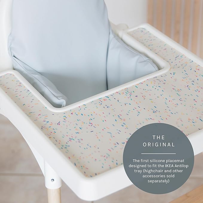 Yeah Baby Goods Placemats Compatible with The IKEA Antilop Highchair (Rainbow Sprinkles) - Food-Grade Silicone Highchair Tray Mat – Easy to Clean, High Chair Accessory