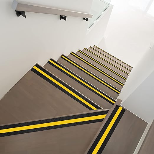 COSIMIXO 2" x 16.5FT Anti Slip Tape with Reflective Stripe,Premium Grip Tape Non Slip Stair Treads Tape,Non Skid Tape, High Traction Adhesive for Stairs Step Black/Yellow