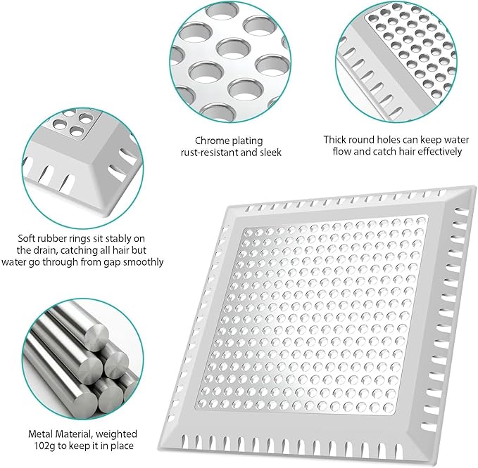 Aojuxix Hair Catcher/Drain Strainer/Shower Drain Cover for Bathroom Floor Drain, Stainless Steel and Silicone (Patented Product)
