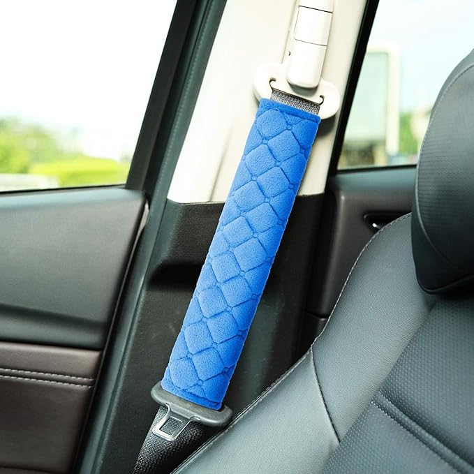 Tatuo 4 Pack Seat Belt Cover Extra Long Seat Belt Pads for Car Soft Comfort Shoulder Strap Covers Harness Pads Helps Protect Your Neck and Shoulder(10.6 Inch,Blue)
