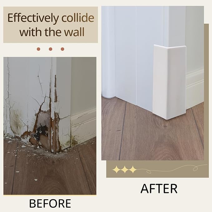 Pangda Baseboard Corners Blocks Self Adhesive Rubber Safety Corner Protectors Proofing Edge Guard Corner Cushion for Wall Furniture Edge(White,8 Pcs)