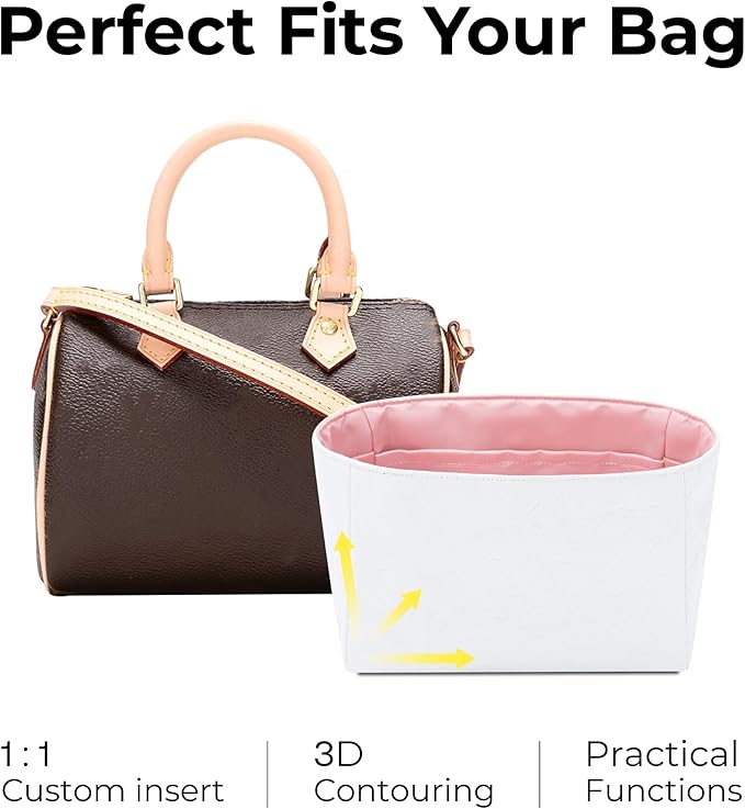 Tote Bag Organizer Insert for LV Speedy Nano Handbag,Custom Fit Inside Premium Rose Sakura Lightweight WaterResistant Purse Insert Accessories