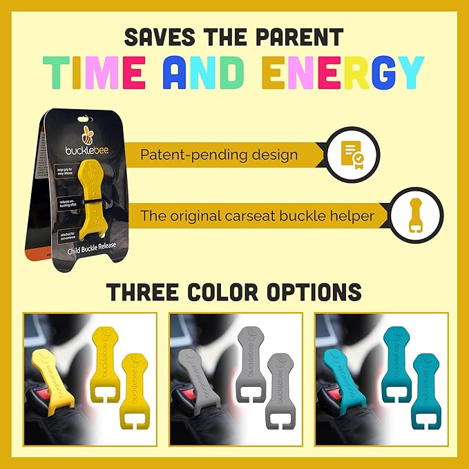 Bucklebee Easy Car Seat Buckle Release Aid for Children Unbuckle Car Seat Release Tool - Button Pusher - Opener for Nails - Buckle Release Tool (2 Packs Gray)