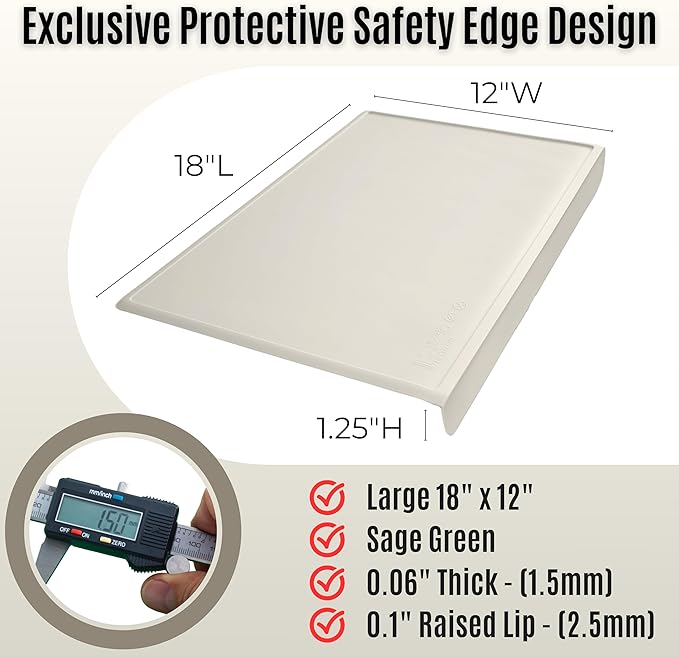 Silicone Placemats for Toddlers & Kids with Angle-Protective Safety Edge – Baby Placemats for Restaurants & Dining Table – Non-Slip & BPA-Free Food Mat – 1.5mm Thick, 18"x12", Vanilla Cream