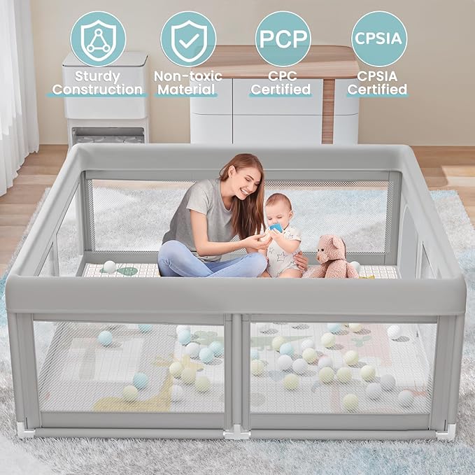Baby Playpen with Mat Small Playpen for Babies and Toddlers 50 x 50 inch Baby Fence Playards