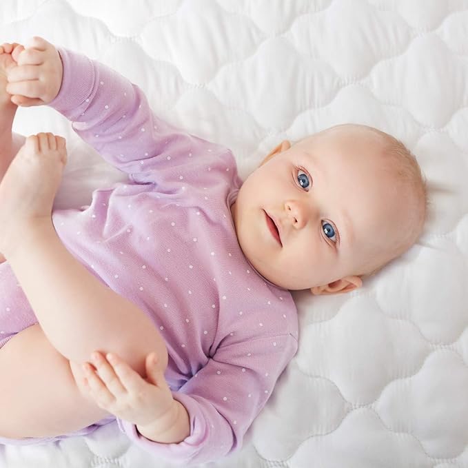Waterproof Mini Crib Mattress Pad Sheets Fitted, Cotton Fabric Mini Crib Protector, Fits Dream On Me Folding Playard Mattress, Baby Playard Sheets Cover
