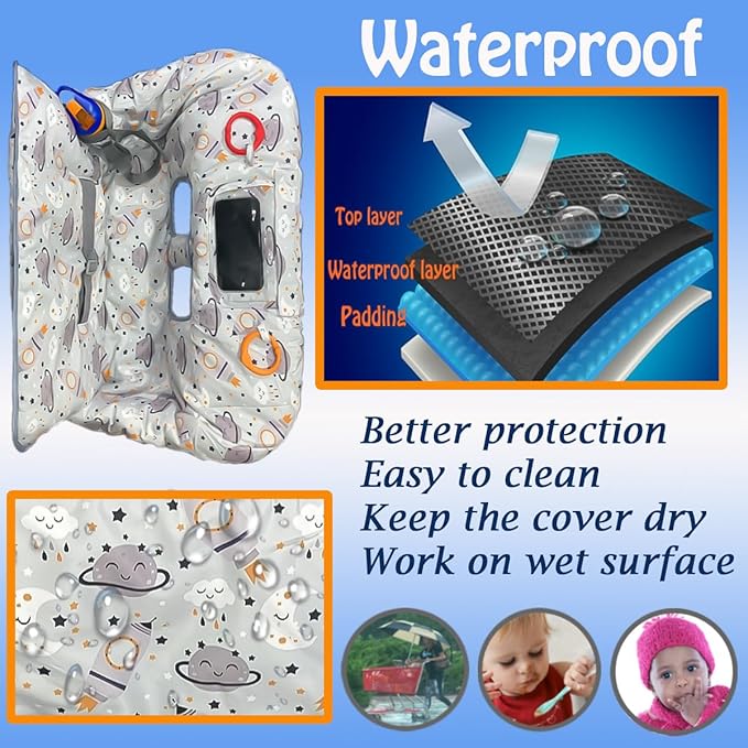 Shopping Cart Cover for Baby and Toddler, Waterproof Grocery Cart and High Chair Cover, Soft Padded Cart Cover for Babies, Universal Fit for Costco, Target and Restaurant High Chairs