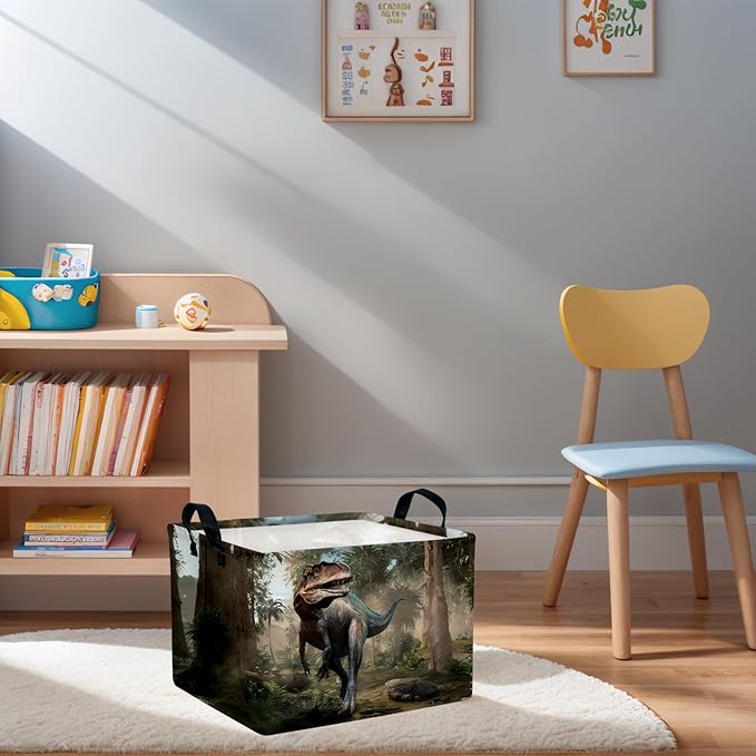ASKETAM Cute 3D Dinosaur Kid Storage Basket Trendy Toy Box, Baby Laundry Hamper, & Clothes Organizer Fantastic Boy Gift & Nursery Bin for Modern Bedrooms (Tyrannosaurus Rex)