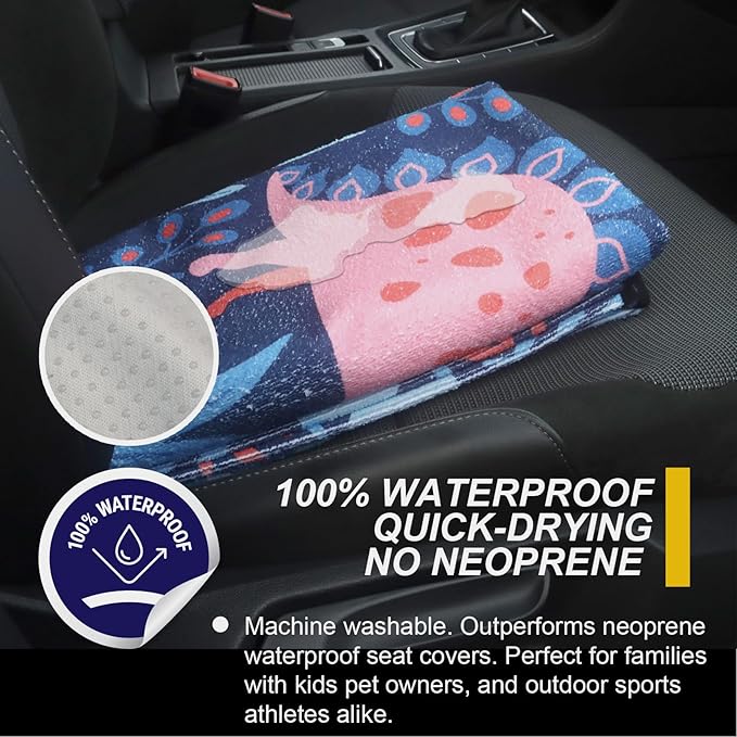 LoyaGour Back Seat Cover for Car Trucks Van SUV,Waterproof Rear Bench Towel Seat Covers for Dogs and Kids,Automotive Backseat Protector (Dinosaur)