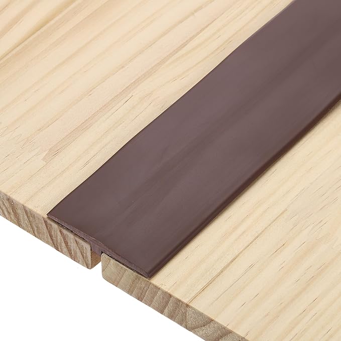 uxcell T-Molding Transition Strips, 3.28 ft x 1.97" (L x W) PVC Floor Flat Divider Strip Self Adhesive Vinyl Flooring Edging Trim for Joining Floor Gaps Doorways, Coffee