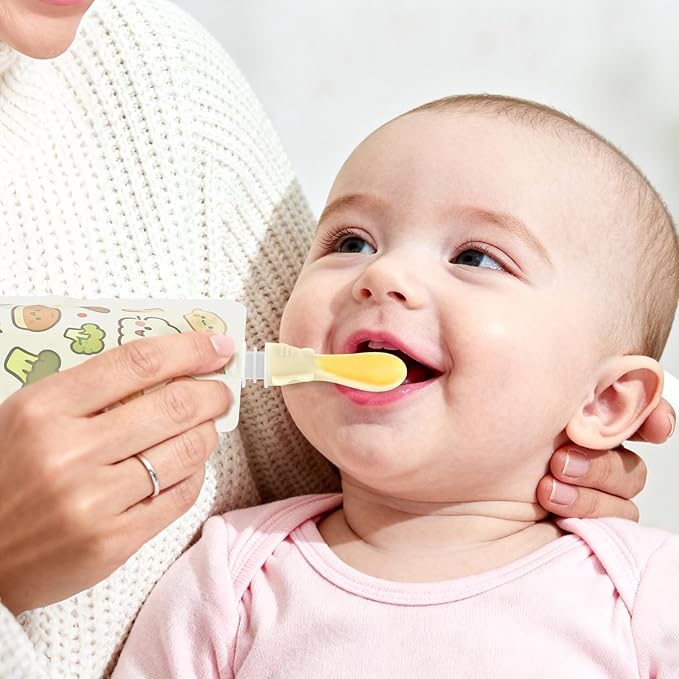Baby Food Starter Kit - with 2 Reusable Food Pouches&5 Food-Grade Silicone Spoons, BPA-Free, Kickstart Your Homemade Nutrition Journey, Ideal Portable Feeding Solution for Babies & Toddlers