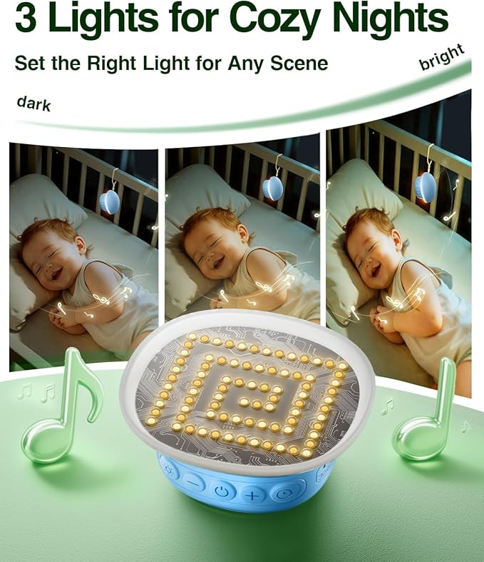 Portable White Noise Sound Machine for Baby, Kids & Adults, 20 Non-Looping Sounds, 48H Playtime, 30 Level Volume, Memory, 3 Timers & Night Light, Sound Therapy for Sleep, Home, Travel, Office, Gift