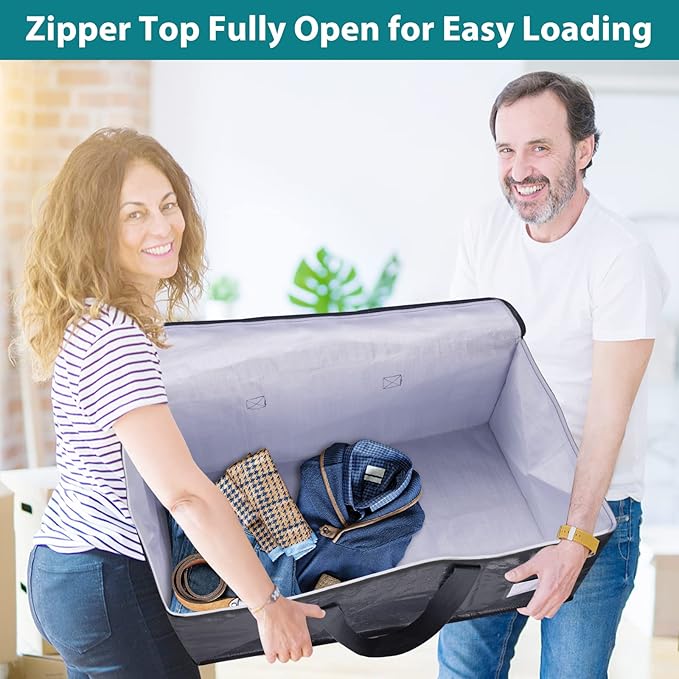 Moving Bags Heavy Duty with Strong Zippers and Handles Collapsible Moving Supplies, Storage Totes for Packing & Moving Storing 125L 10Pack