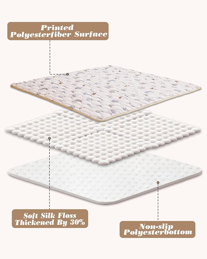 Viviland Baby Mats for Floor, 71x59 Inch Playpen Mat, Thicker & Large Soft Cushioning Padding Playmat for Baby and Toddlers Infants, Non-Slip & Machine Washable, Gray Elephan