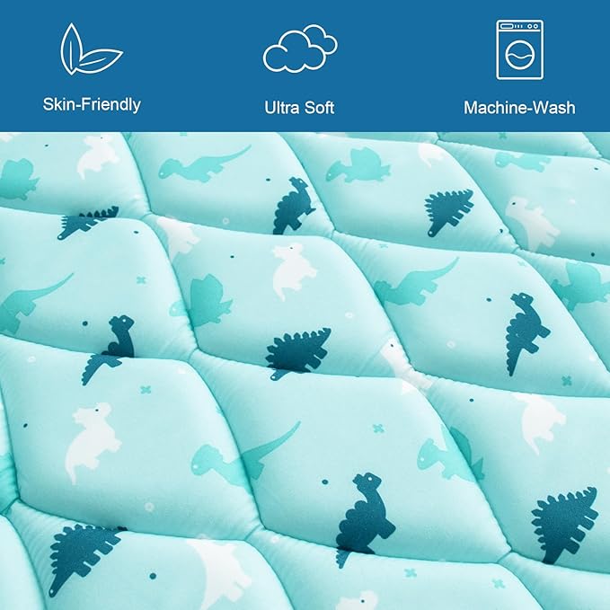 Foam Baby Play Mat 50" X 50", Play Mat for Babies and Toddlers Non Slip, Kids Playmat for Playpen, Thick One-Piece Crawling Mat, Easy Clean, Aqua Dinosaur