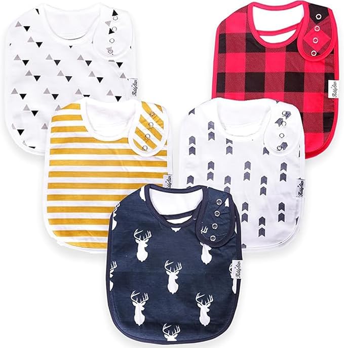 KiddyStar Organic Cotton Baby Bibs for Boys & Girls – Soft, Absorbent Teething & Drool Bibs - Adjustable Snaps for Toddlers