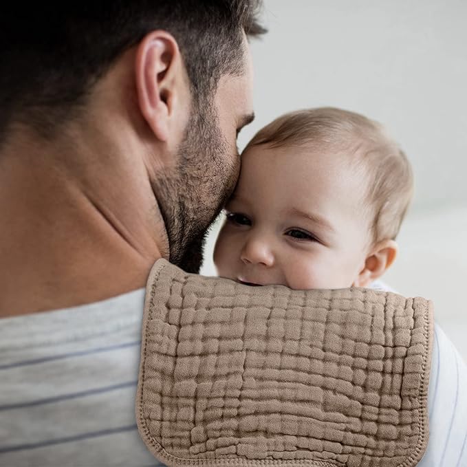 Looxii Muslin Burp Cloths 100% Cotton Muslin Cloths Large 20''x10'' Extra Soft and Absorbent 6 Pack Baby Burping Cloth for Boys and Girls (Brown)