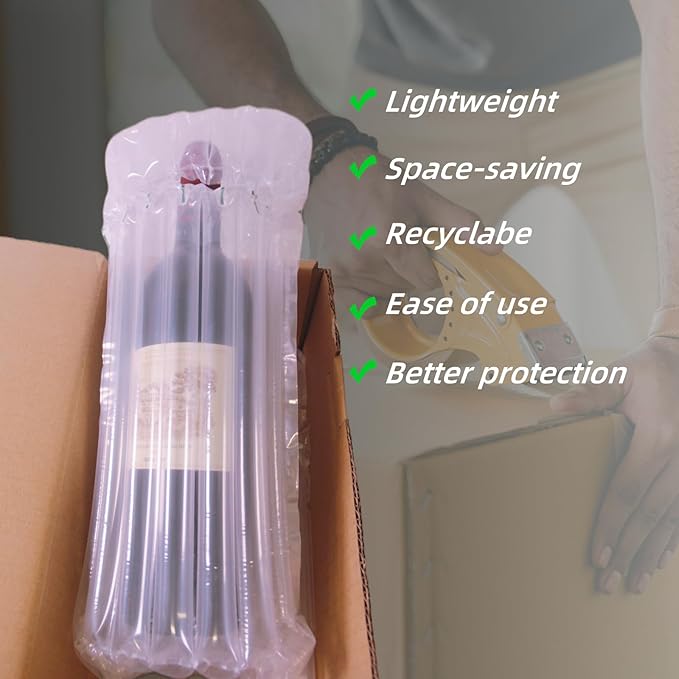 Hijelyn 18 Packs Wine Shipper Thick Inflatable Wine Shipping Packaging 65um Material Bottle Packaging for Air Travel, Liquor Shipping Protector Bags with Air Pump for Safe Transportation with Luggage