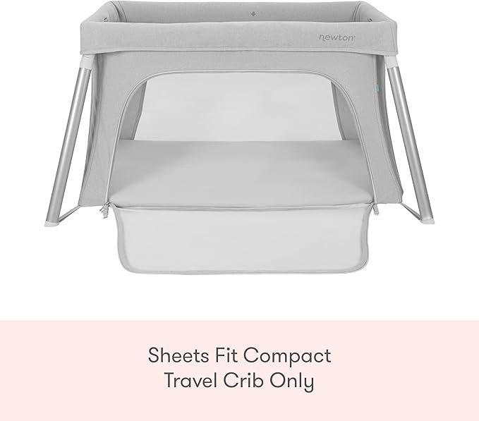Newton Baby Fitted Sheets for Compact Travel Crib & Play Yard Floor Pad (2-Pack) - Ultra-Breathable, Washable and Ultra-Soft, 100% Cotton, 34" x 48", Grey