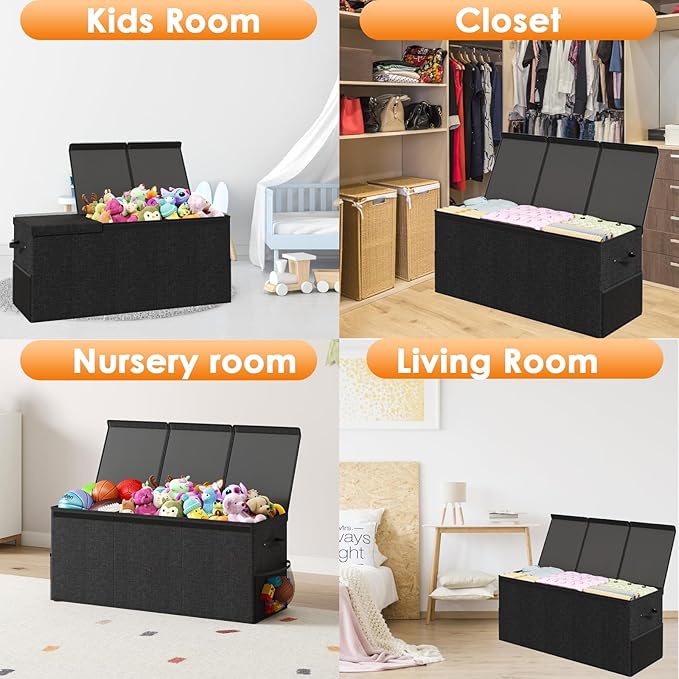 Extra Large Toy Box Chest with Lid, Kids Toy Storage Organizer for Boys Girls, Big Toy Bin Basket Extra Large Toy Storage Box for Living Room Playroom Nursery (40" x14" x16")
